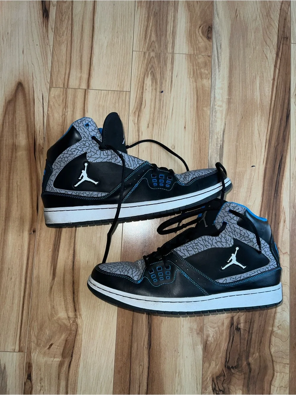 Jordan High-Top Sneakers in Black, Gray & Blue